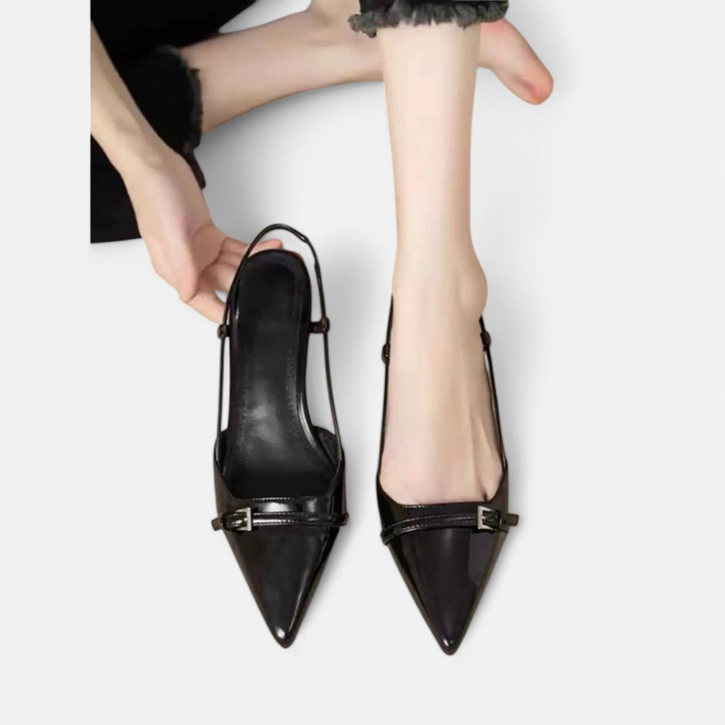 Claireve | Sandales Slingback à Talons Mi-Hauts – Brillance Audacieuse, Allure de