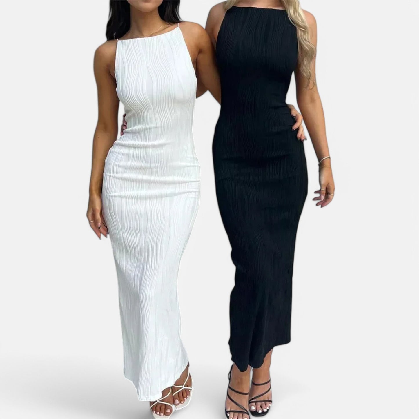 Claireve | Robe Longue Froncée Femme – Élégance Sculptée, Séduction Subtile