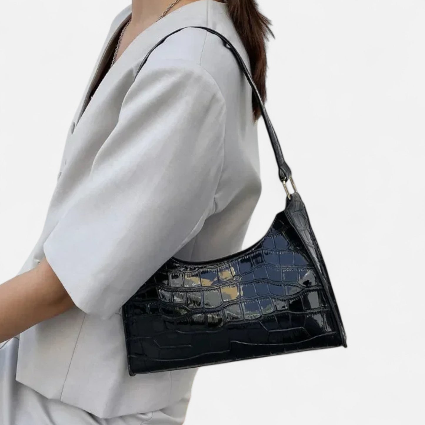 Claireve | Sac à Main Rétro Motif Crocodile pour Femmes – Petit Sac à Épaule Élégant en Cuir PU de Qualité