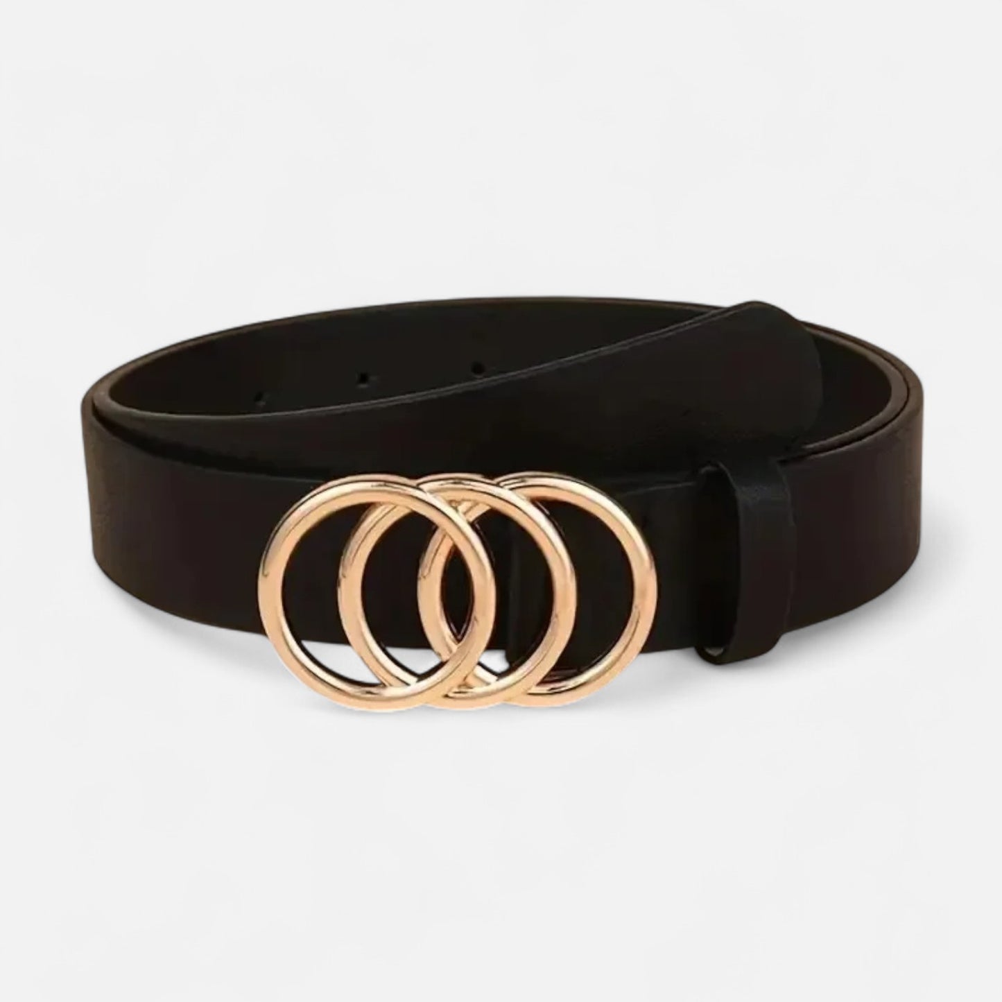 Claireve | Ceinture Femme Tendance en Cuir – Triple Boucle Ronde, Élégance Moderne et Silhouette Affirmée