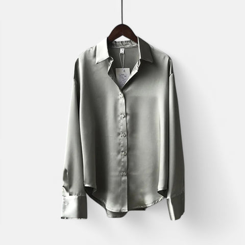 Claireve | Blouse Femme en Satin Blanc – Fluidité Vintage, Éclat Printanier