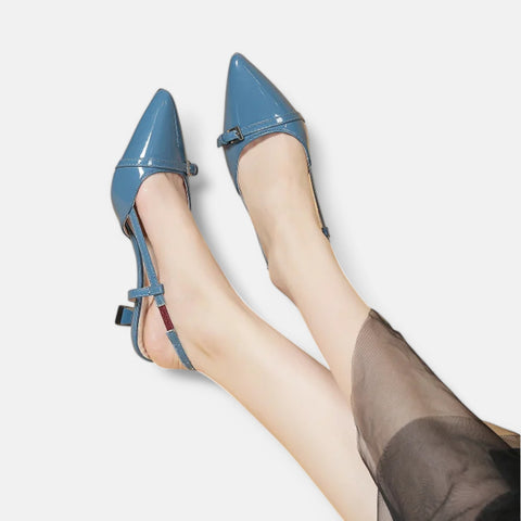 Claireve | Sandales Slingback à Talons Mi-Hauts – Brillance Audacieuse, Allure de