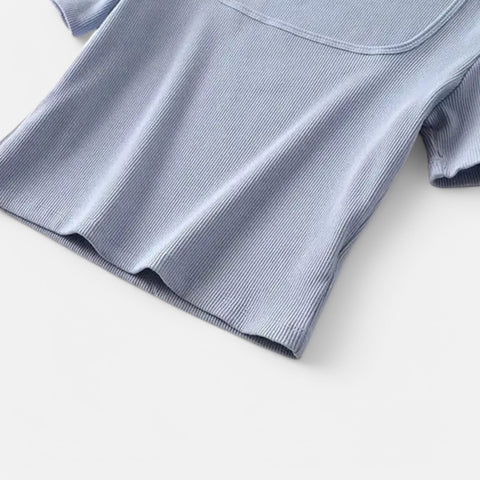 Claireve | Haut Court Côtelé Femme – Minimalisme Moderne, Silhouette Affirmée