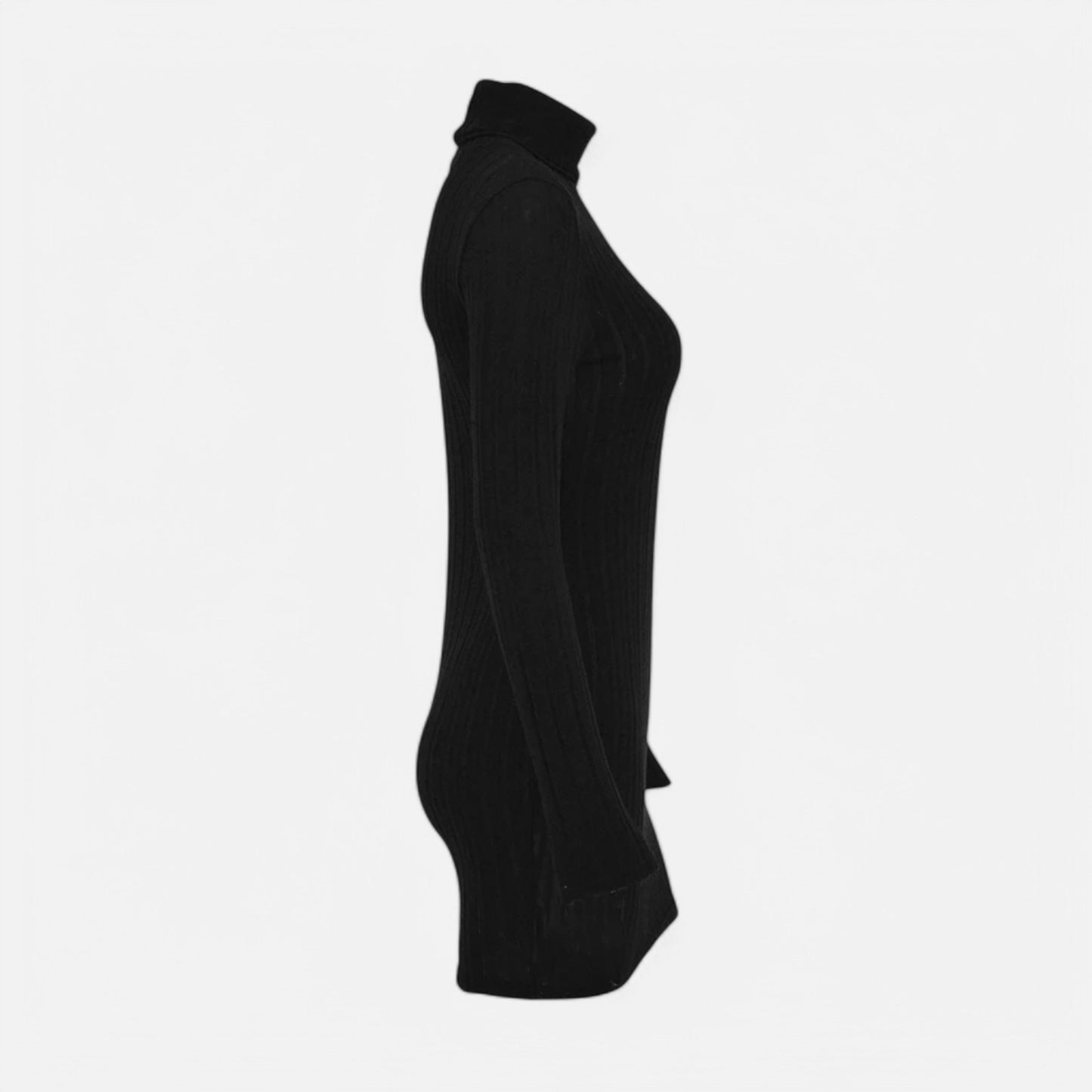 Claireve | Mini-Robe Noire Col Roulé – Élégance Sculptée, Charme Automnal