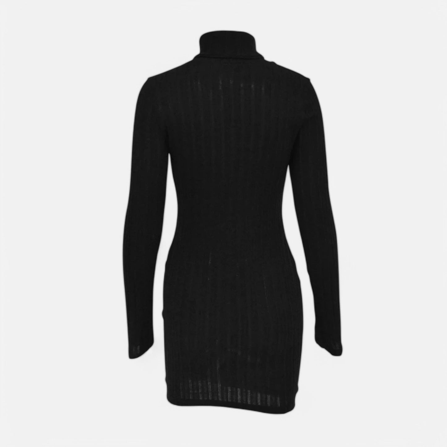 Claireve | Mini-Robe Noire Col Roulé – Élégance Sculptée, Charme Automnal