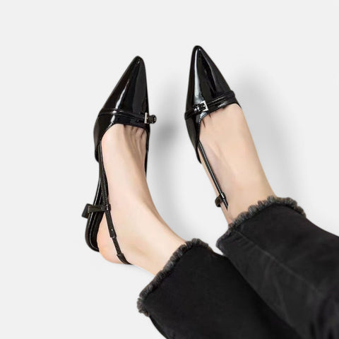 Claireve | Sandales Slingback à Talons Mi-Hauts – Brillance Audacieuse, Allure de