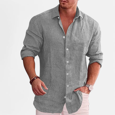 Claireve | Chemise Homme Lin & Coton – Élégance Décontractée, Charme Automnal