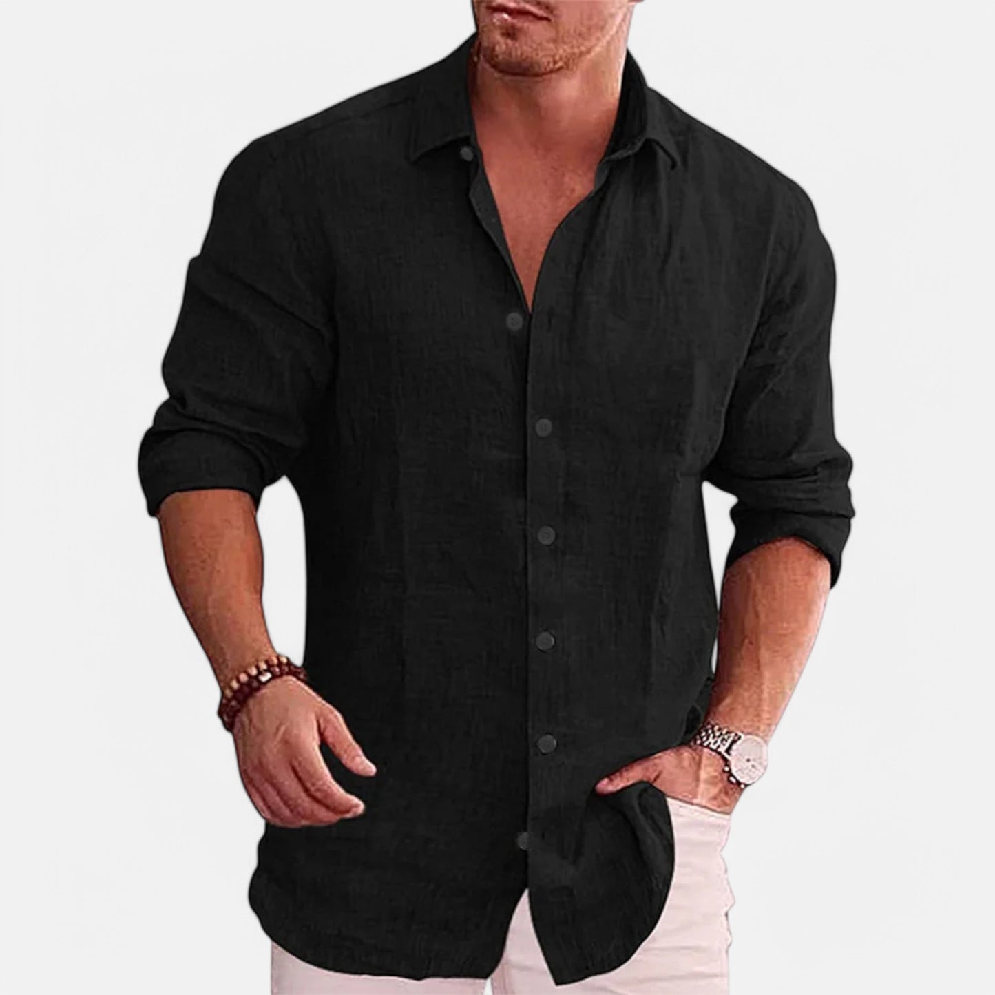 Claireve | Chemise Homme Lin & Coton – Élégance Décontractée, Charme Automnal