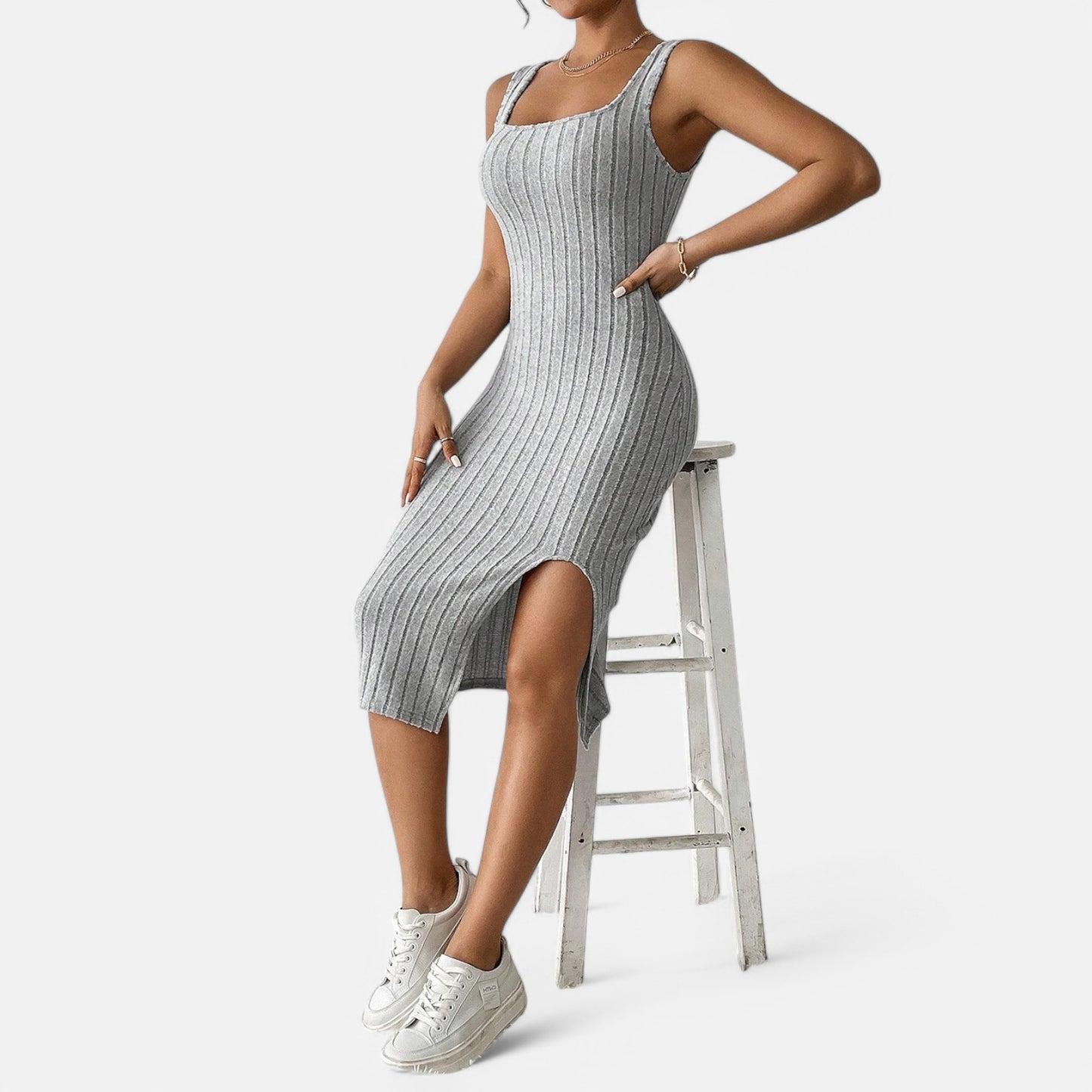 Claireve | Robe Tricotée à Bretelles – Lignes Pures, Esprit Estival Décontracté
