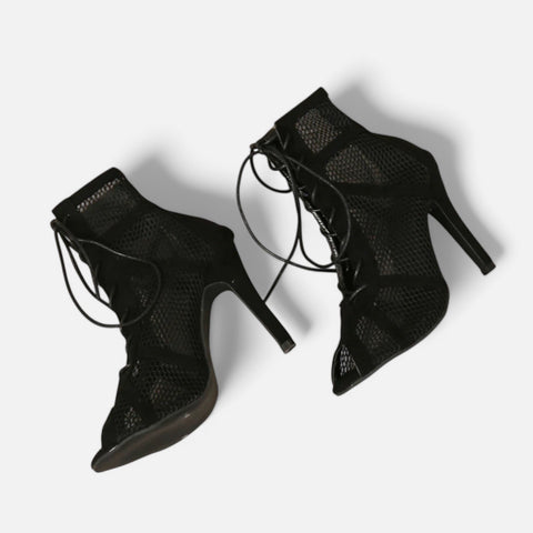 Claireve | Sandales à Talons Hauts en Maille – Légèreté Graphique, Allure d’Été