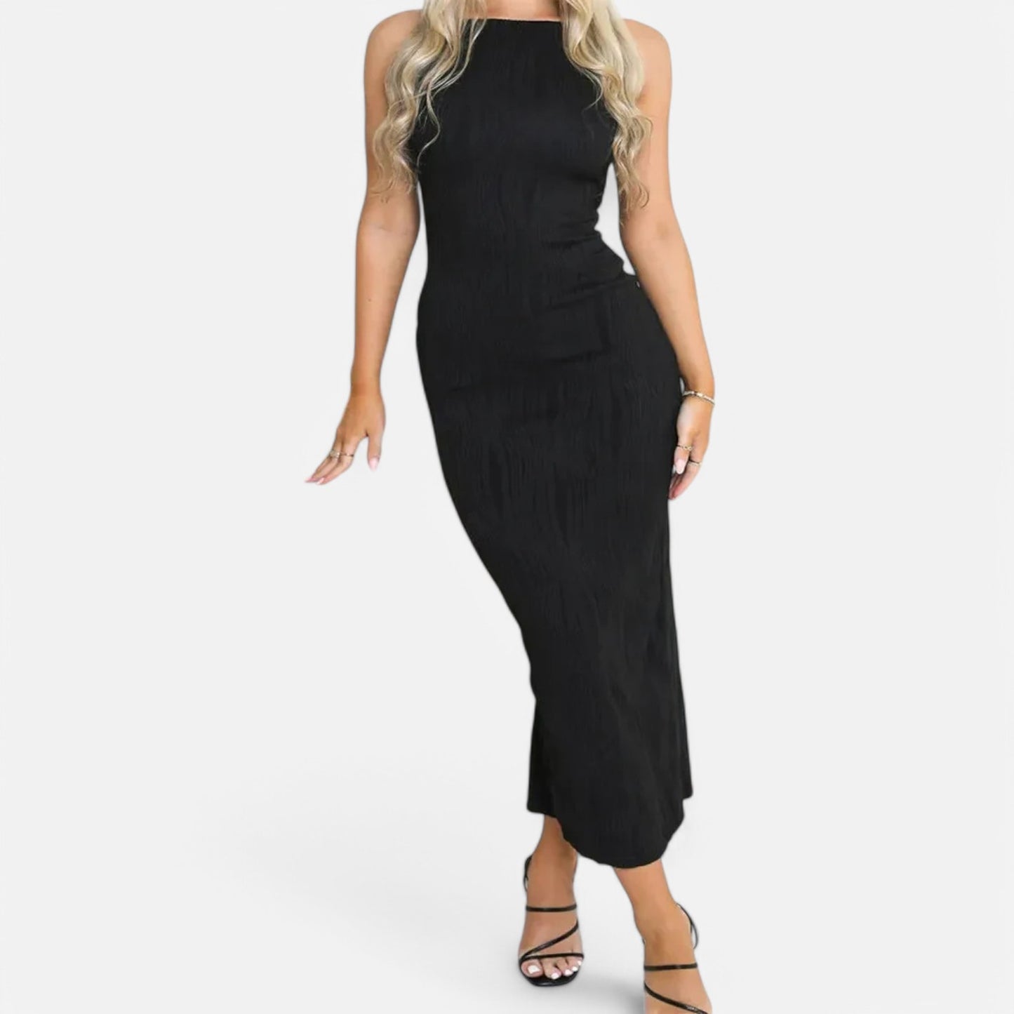 Claireve | Robe Longue Froncée Femme – Élégance Sculptée, Séduction Subtile