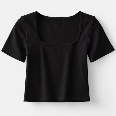 Claireve | Haut Court Côtelé Femme – Minimalisme Moderne, Silhouette Affirmée