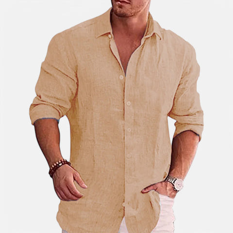 Claireve | Chemise Homme Lin & Coton – Élégance Décontractée, Charme Automnal