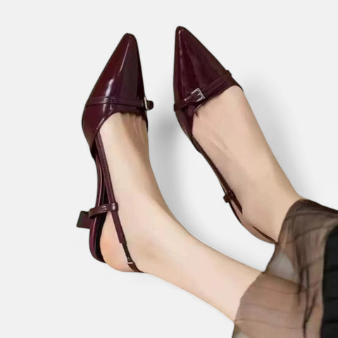 Claireve | Sandales Slingback à Talons Mi-Hauts – Brillance Audacieuse, Allure de
