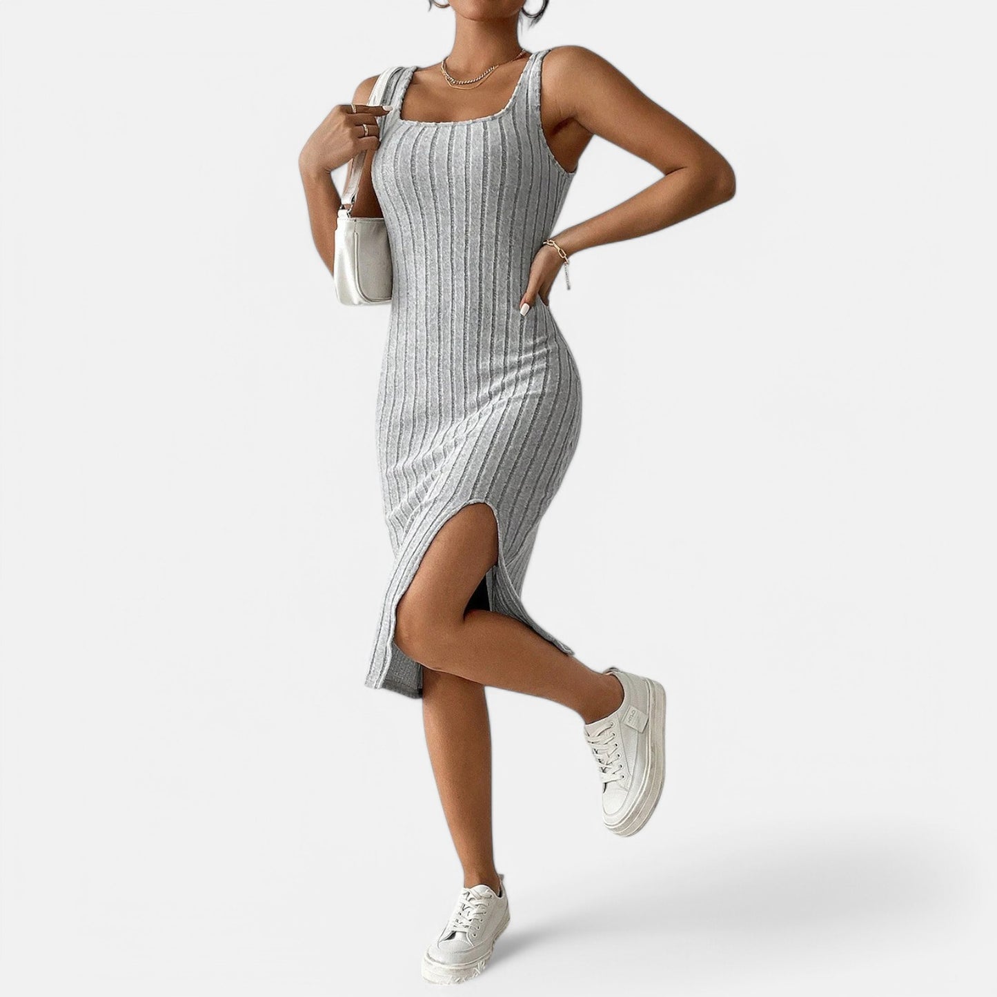 Claireve | Robe Tricotée à Bretelles – Lignes Pures, Esprit Estival Décontracté