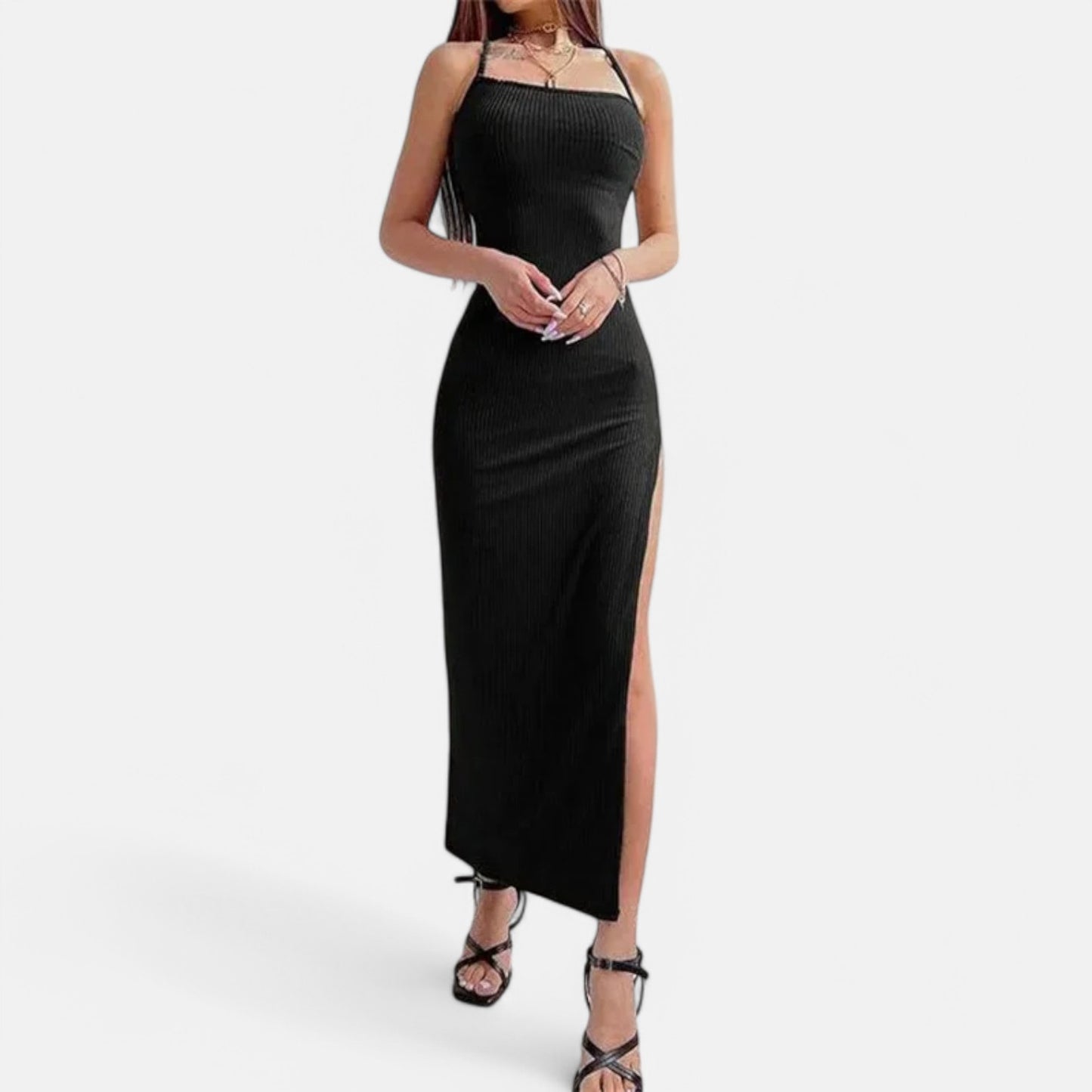 Claireve | Robe Longue Noire Femme – Sensualité Élancée, Élégance Nocturne