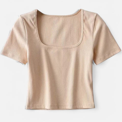 Claireve | Haut Court Côtelé Femme – Minimalisme Moderne, Silhouette Affirmée