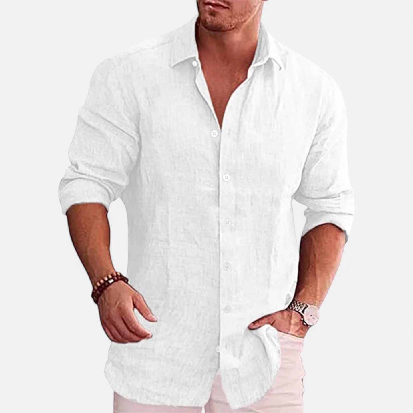 Claireve | Chemise Homme Lin & Coton – Élégance Décontractée, Charme Automnal