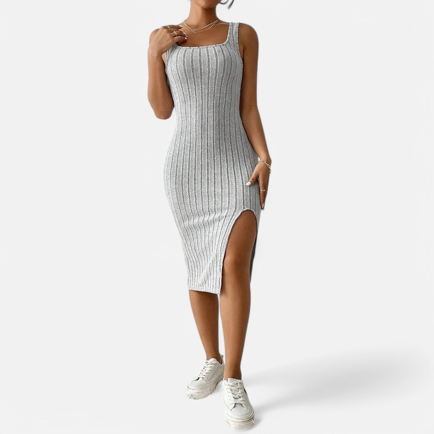 Claireve | Robe Tricotée à Bretelles – Lignes Pures, Esprit Estival Décontracté