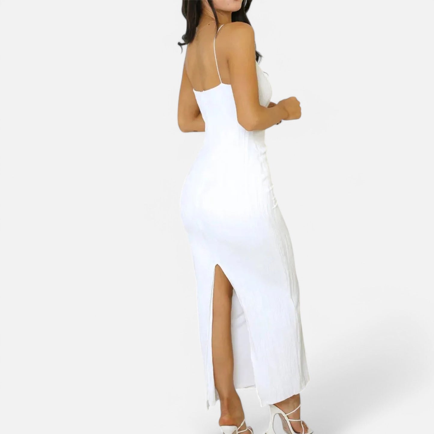 Claireve | Robe Longue Froncée Femme – Élégance Sculptée, Séduction Subtile