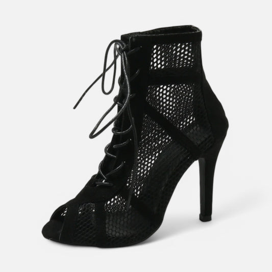 Claireve | Sandales à Talons Hauts en Maille – Légèreté Graphique, Allure d’Été