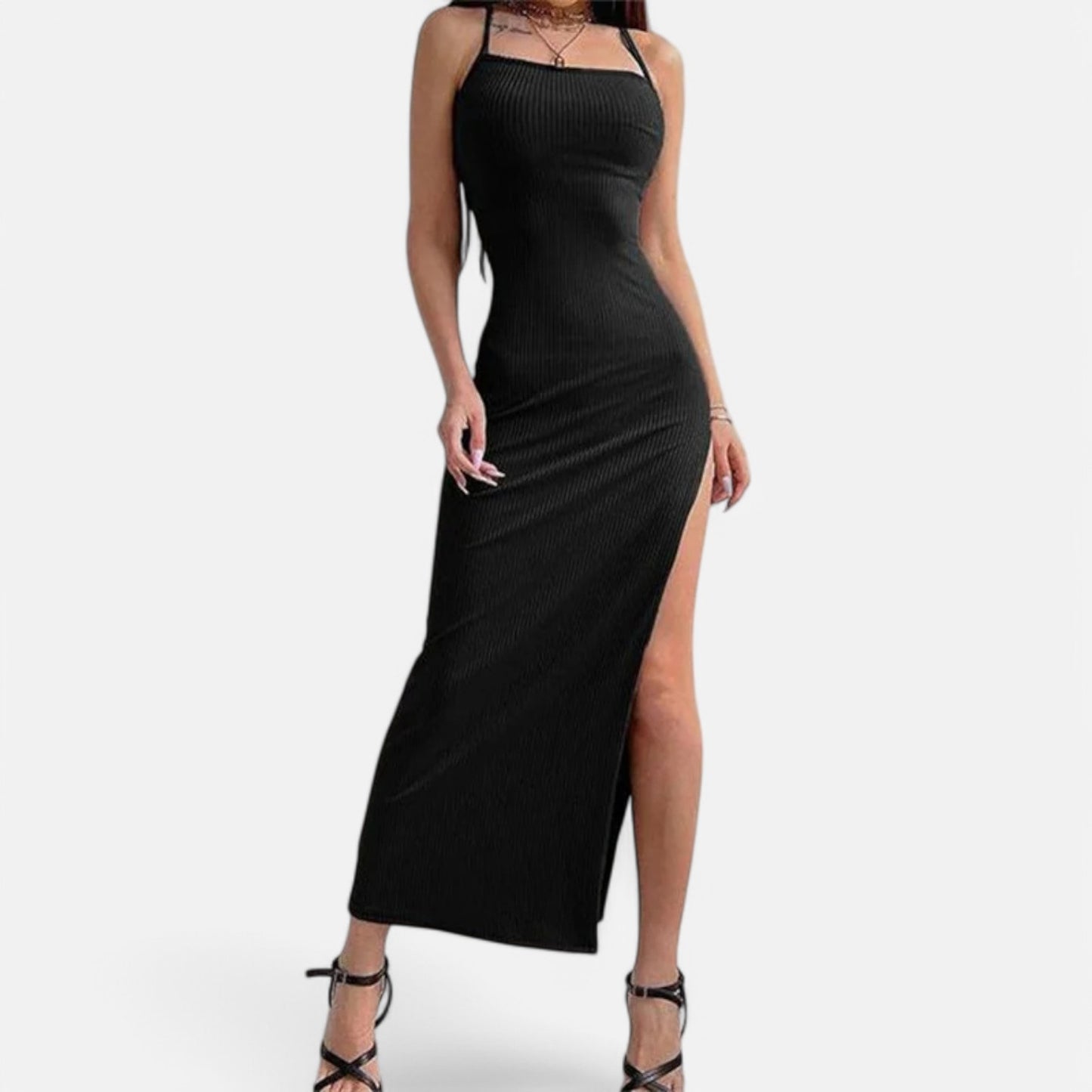 Claireve | Robe Longue Noire Femme – Sensualité Élancée, Élégance Nocturne