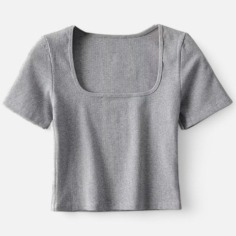 Claireve | Haut Court Côtelé Femme – Minimalisme Moderne, Silhouette Affirmée
