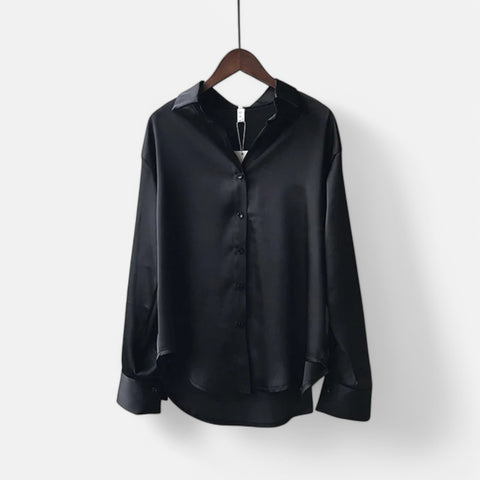 Claireve | Blouse Femme en Satin Blanc – Fluidité Vintage, Éclat Printanier