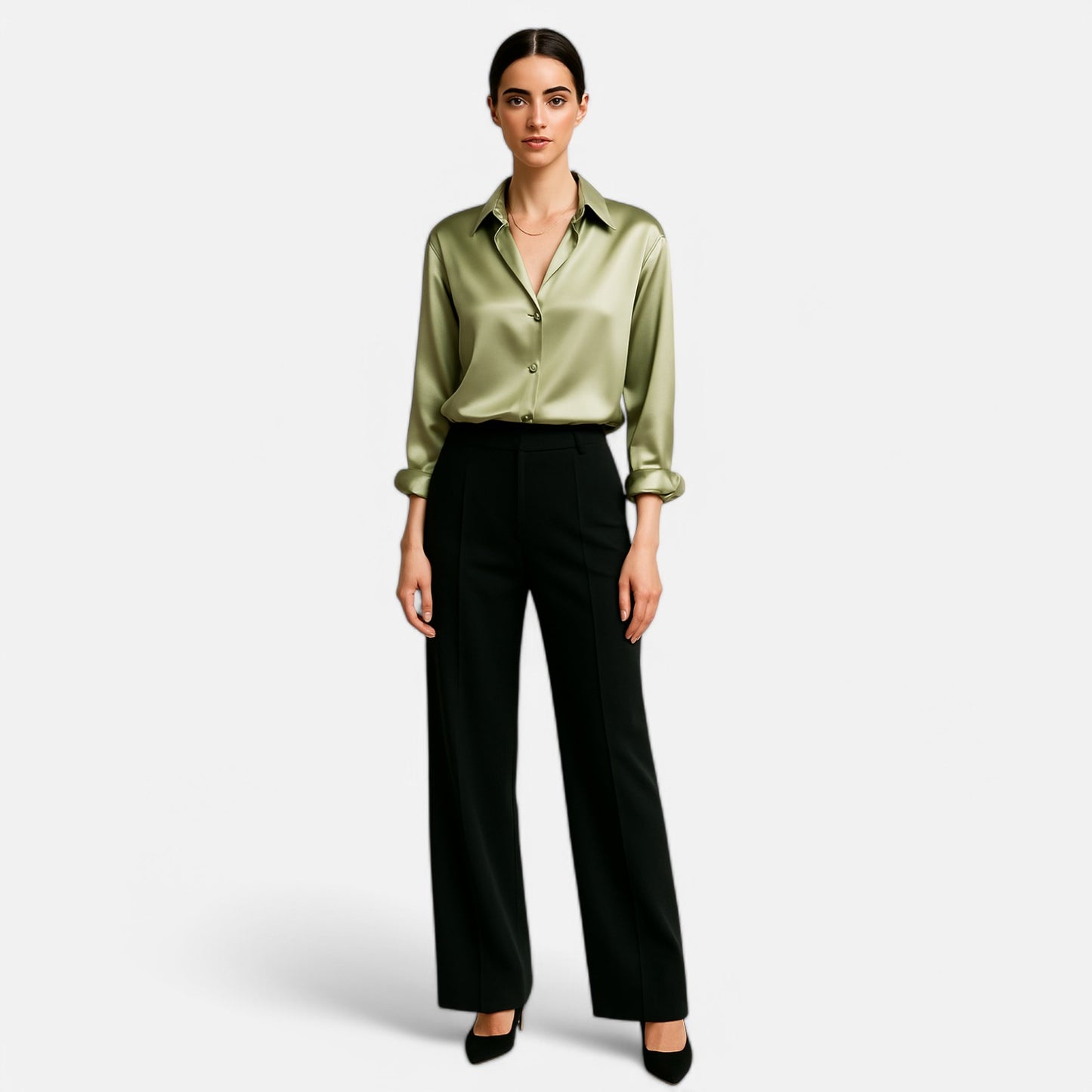 Claireve | Blouse Femme en Satin Blanc – Fluidité Vintage, Éclat Printanier