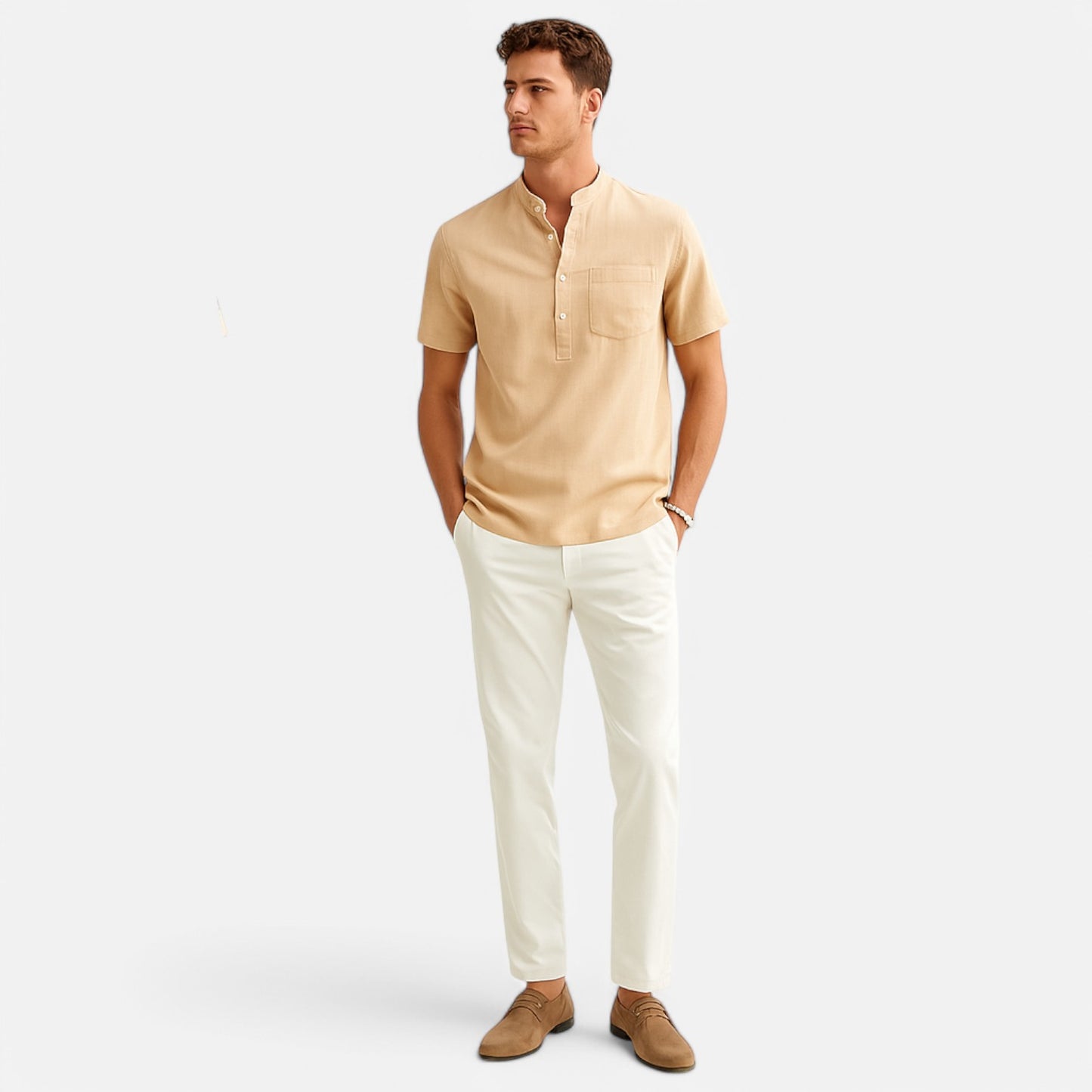 Claireve | T-Shirt Homme Col Montant – Légèreté Estivale, Élégance Décontractée