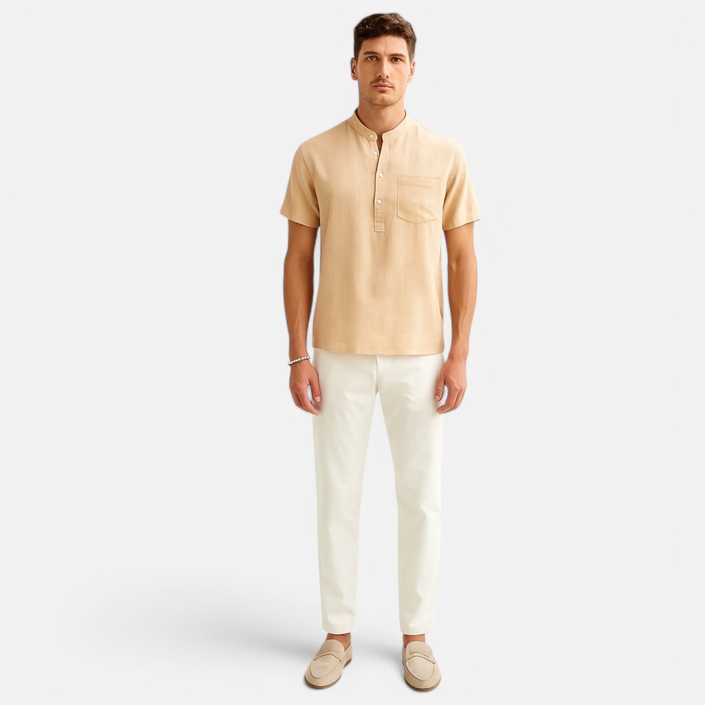 Claireve | T-Shirt Homme Col Montant – Légèreté Estivale, Élégance Décontractée