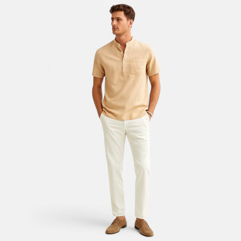 Claireve | T-Shirt Homme Col Montant – Légèreté Estivale, Élégance Décontractée
