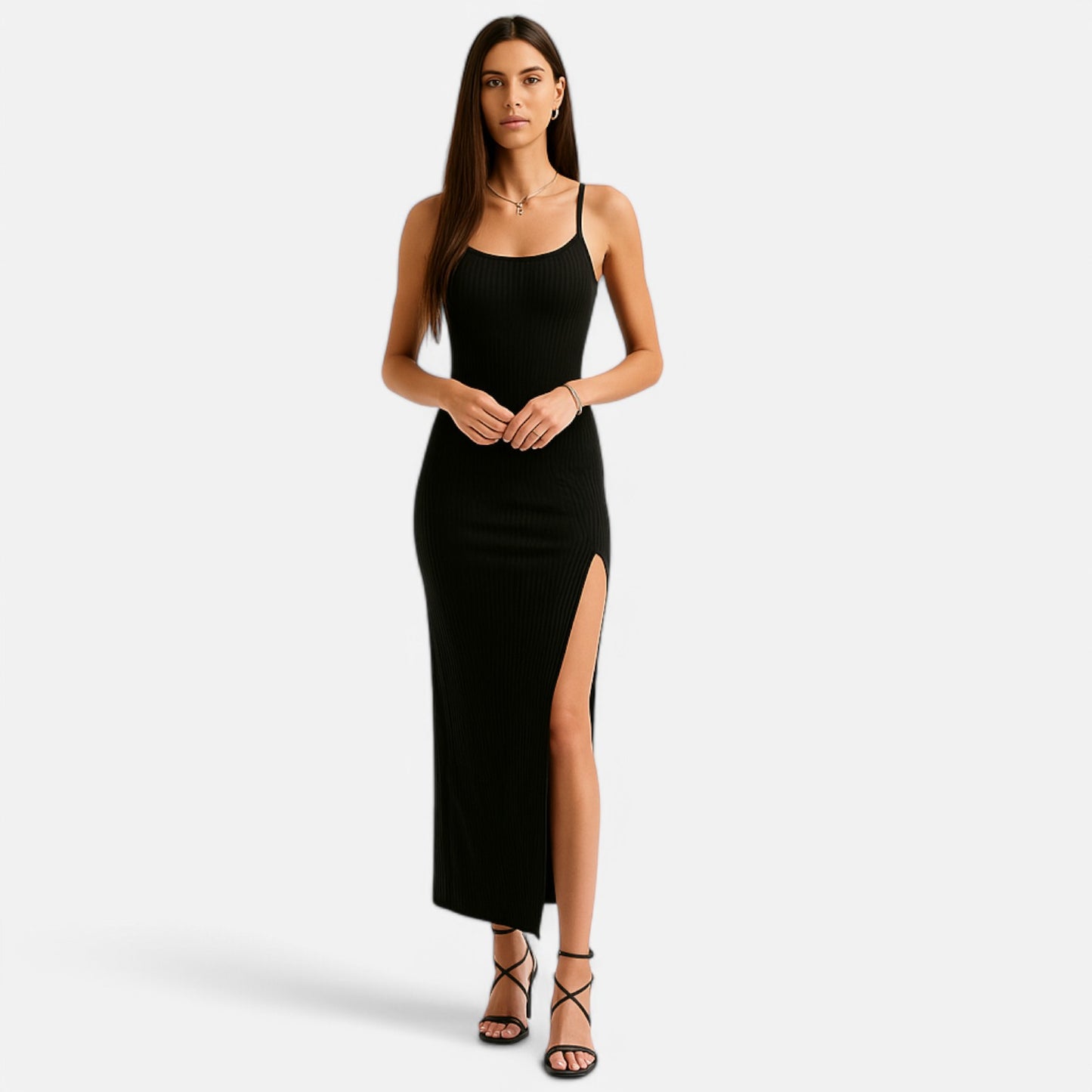 Claireve | Robe Longue Noire Femme – Sensualité Élancée, Élégance Nocturne