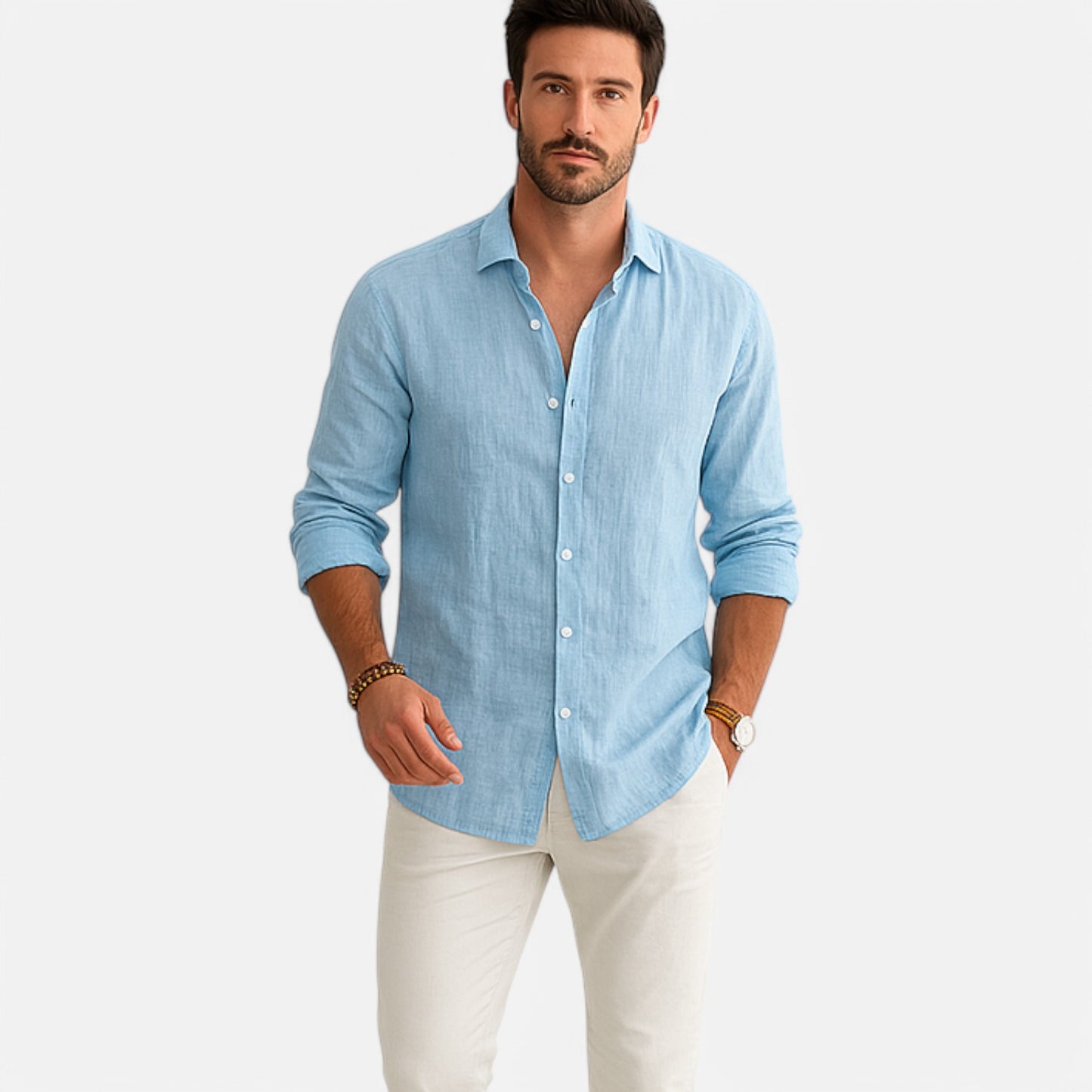 Claireve | Chemise Homme Lin & Coton – Élégance Décontractée, Charme Automnal