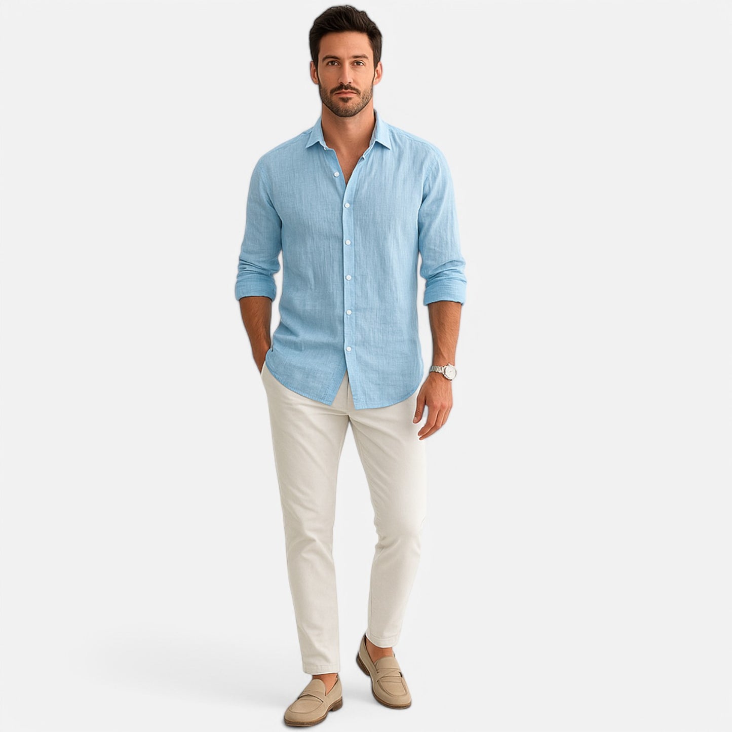 Claireve | Chemise Homme Lin & Coton – Élégance Décontractée, Charme Automnal
