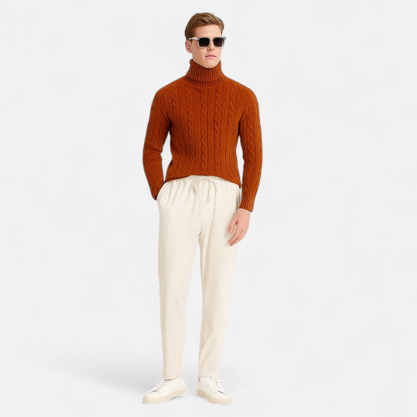 Claireve | Pull Col Roulé Homme en Maille – Style Décontracté, Confort Structuré