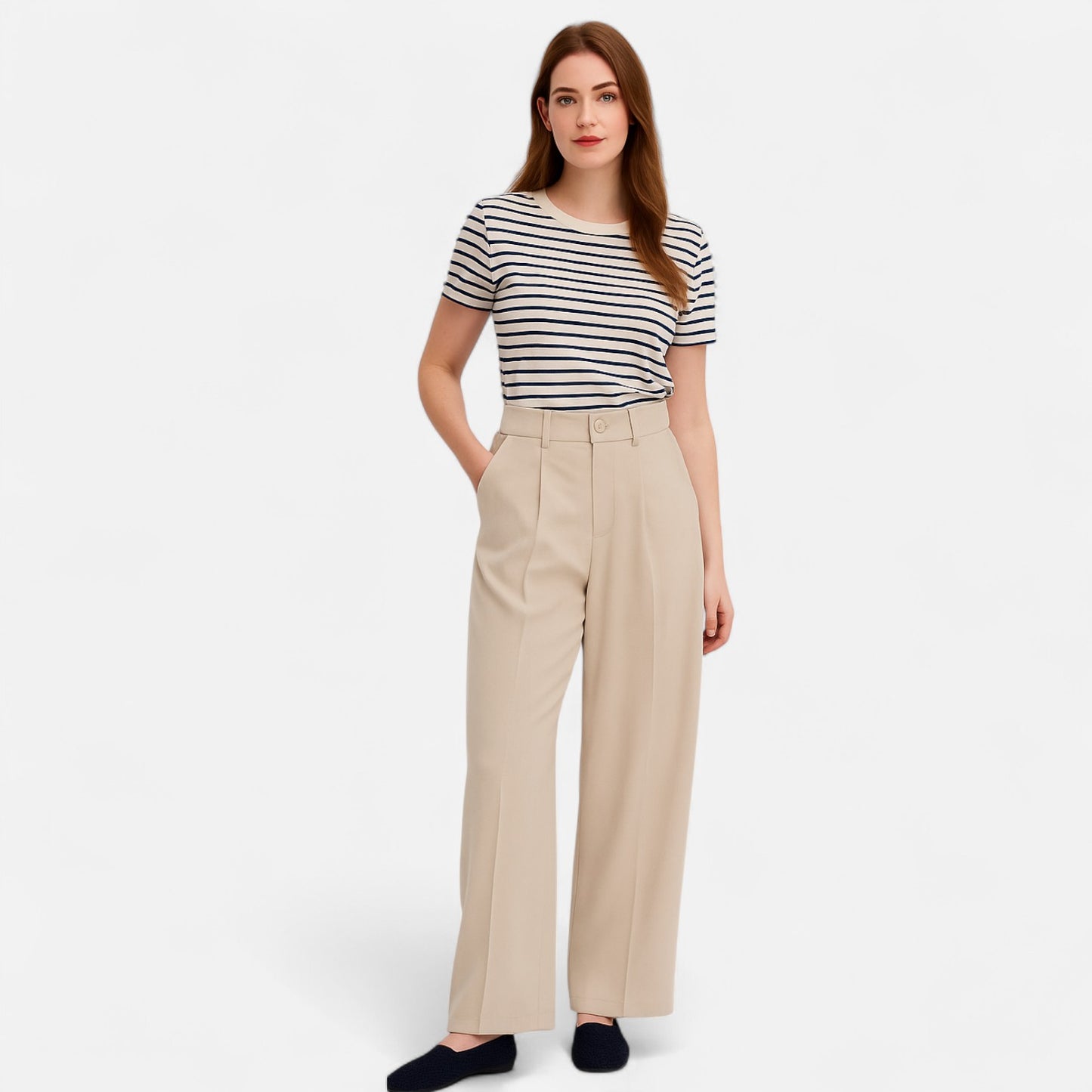 Claireve | Pantalon de Costume Femme Taille Haute – Ligne Élancée, Élégance Structurée