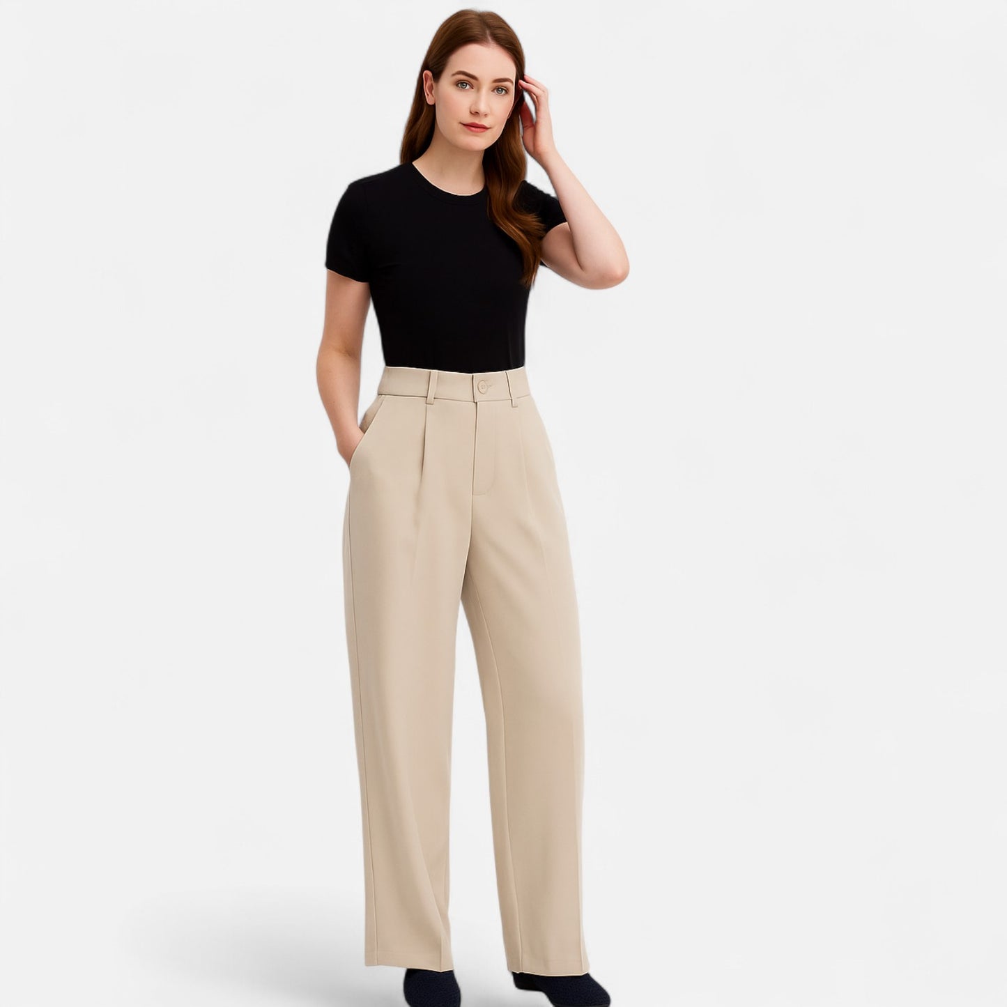 Claireve | Pantalon de Costume Femme Taille Haute – Ligne Élancée, Élégance Structurée