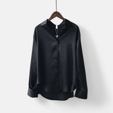 Claireve | Blouse Femme en Satin Blanc – Fluidité Vintage, Éclat Printanier