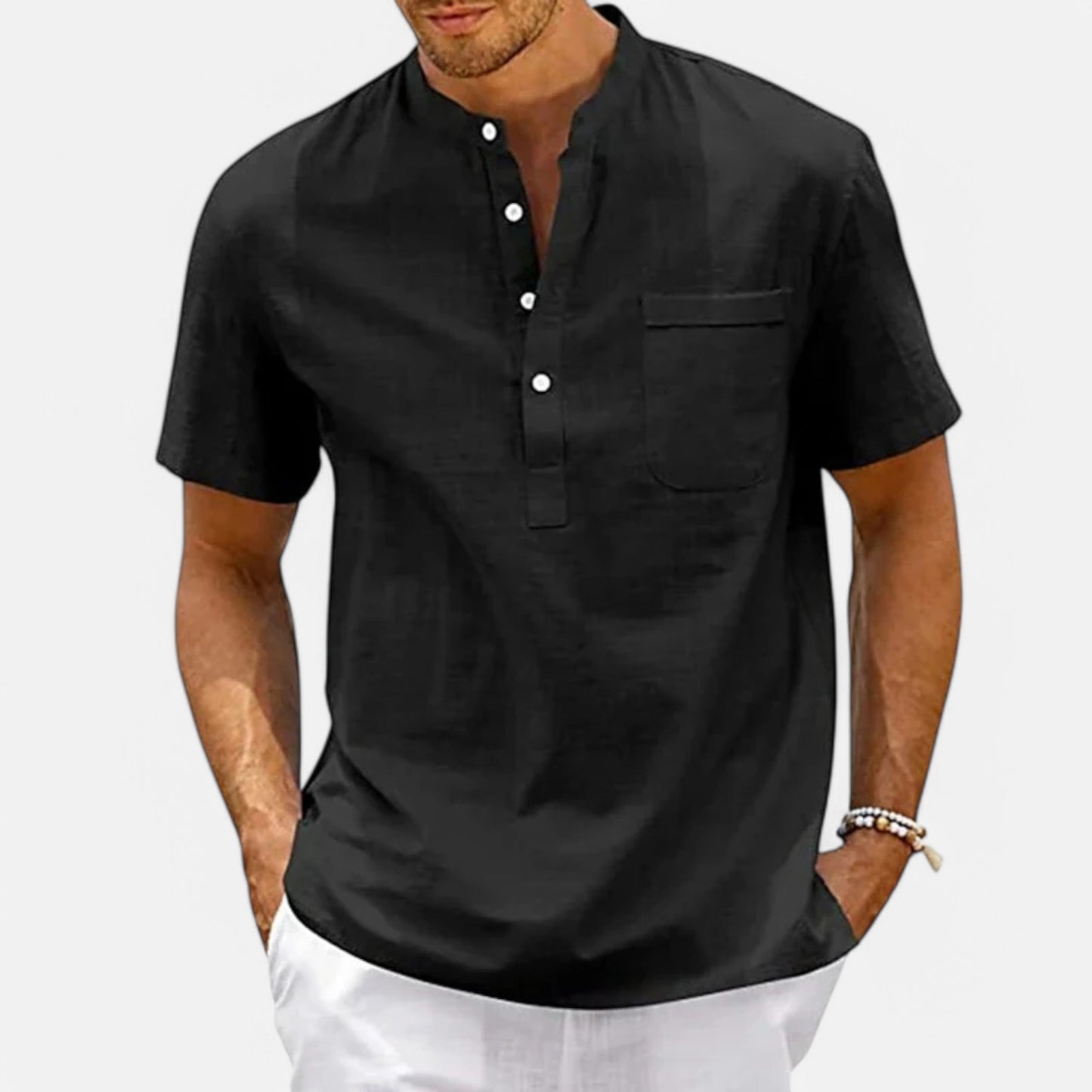 Claireve | T-Shirt Homme Col Montant – Légèreté Estivale, Élégance Décontractée