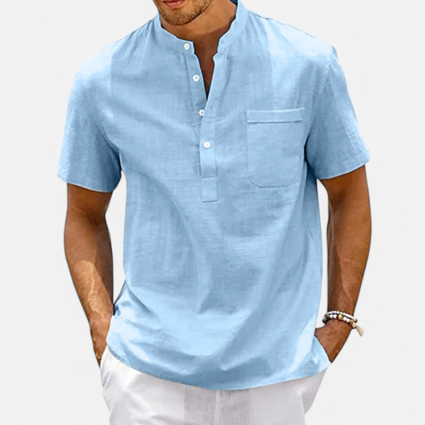 Claireve | T-Shirt Homme Col Montant – Légèreté Estivale, Élégance Décontractée