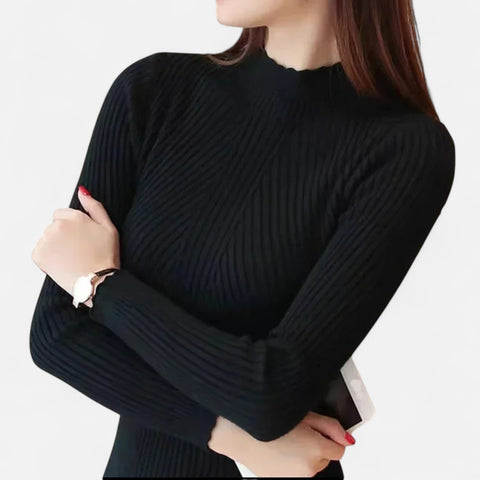 Claireve | Pull Femme à Col Montant et Volants – Élégance Romantique, Finition Délicate