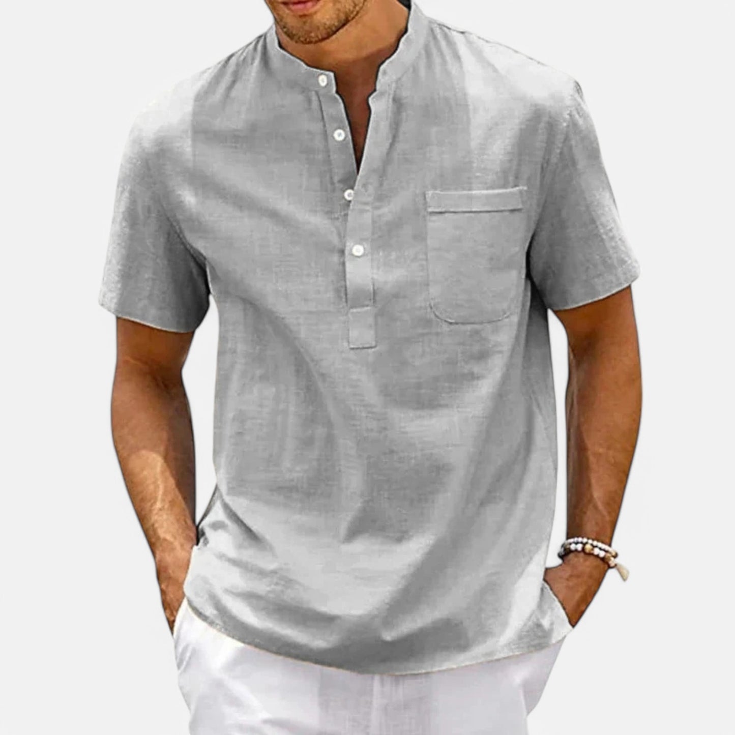 Claireve | T-Shirt Homme Col Montant – Légèreté Estivale, Élégance Décontractée