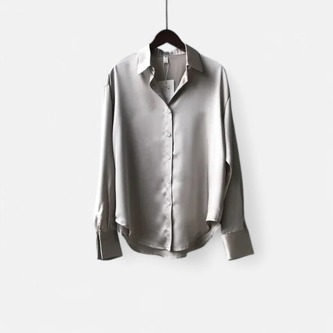 Claireve | Blouse Femme en Satin Blanc – Fluidité Vintage, Éclat Printanier