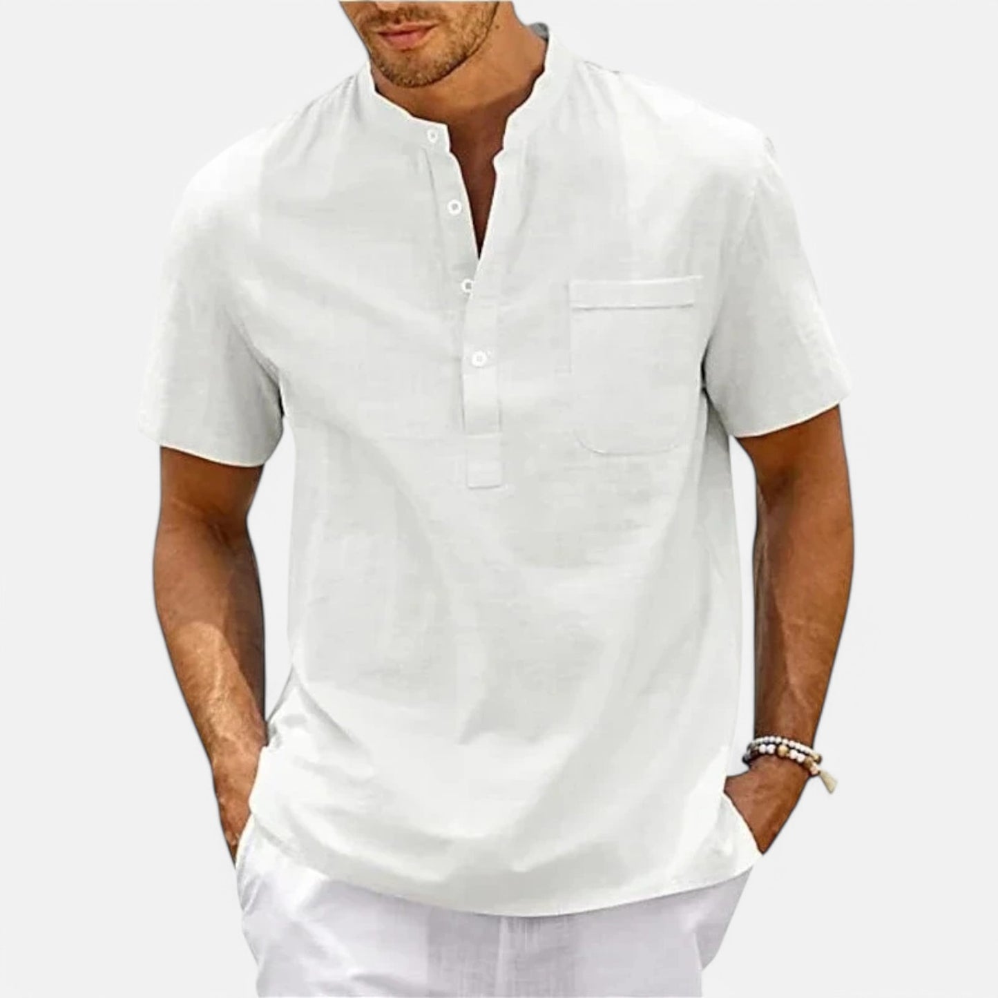 Claireve | T-Shirt Homme Col Montant – Légèreté Estivale, Élégance Décontractée
