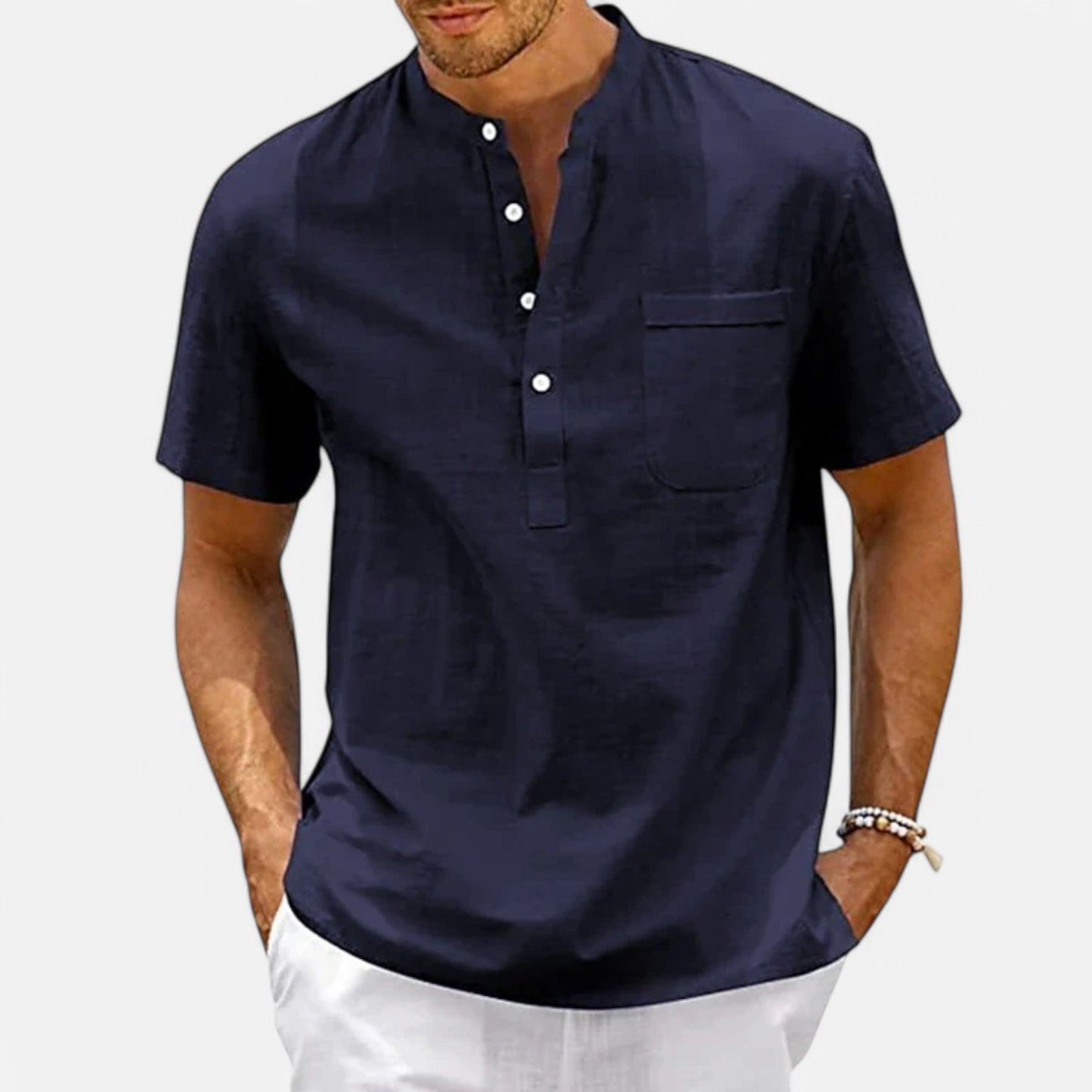 Claireve | T-Shirt Homme Col Montant – Légèreté Estivale, Élégance Décontractée