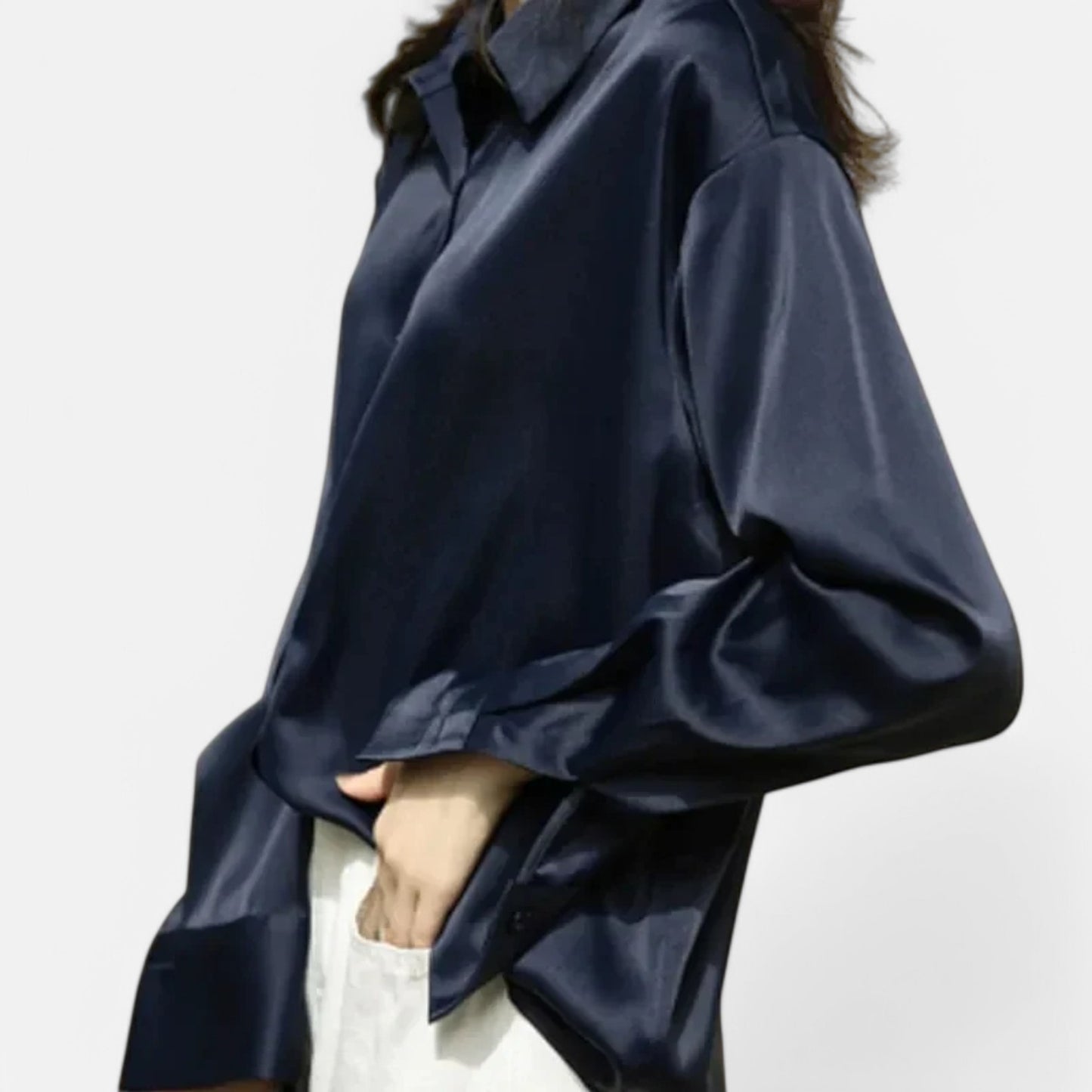 Claireve | Blouse Femme en Satin Blanc – Fluidité Vintage, Éclat Printanier