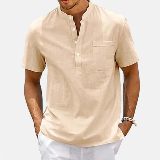 Claireve | T-Shirt Homme Col Montant – Légèreté Estivale, Élégance Décontractée